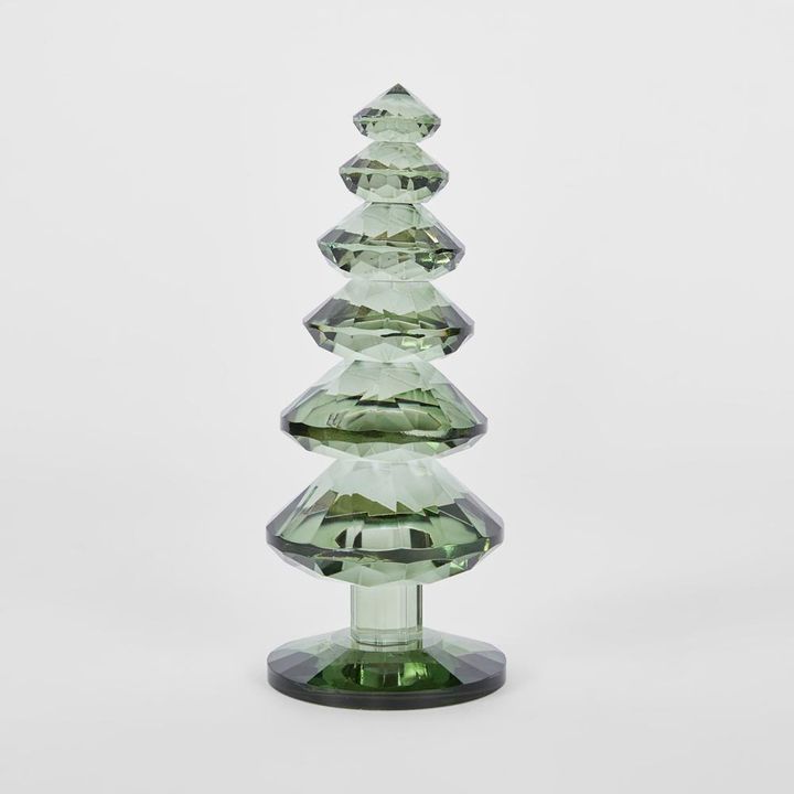 Lustre Glass Cut Tree Green