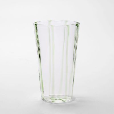 La Dolce Vita Pinstripe Glass Tumbler Green