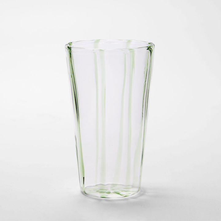 La Dolce Vita Pinstripe Glass Tumbler Green