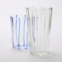 La Dolce Vita Pinstripe Glass Tumbler Blue