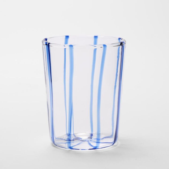 La Dolce Vita Pinstripe Glass Tumbler Blue