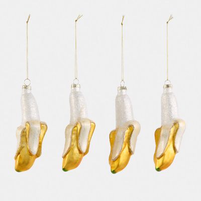 Sugared Banana Slit Decorations - Set of 4