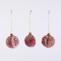 Sugared Pomegranate Decorations - Set of 3