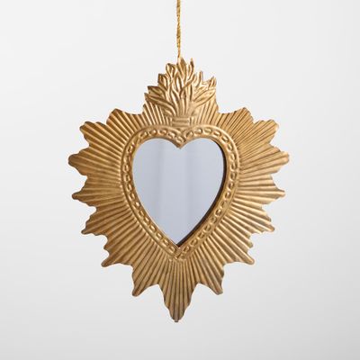 Sunburst Mirror Heart Hanging Decoration SML