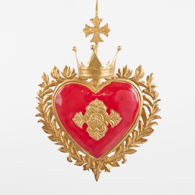 Crowned Heart Hanging Decoration Red