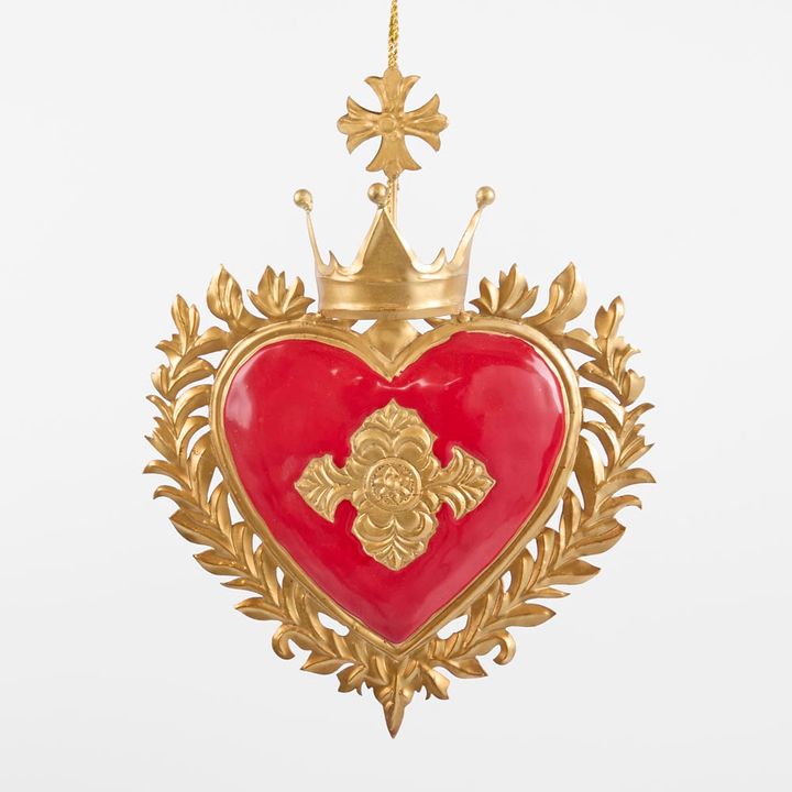 Crowned Heart Hanging Decoration Red