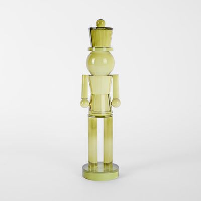 Crystal Glass Nutcracker Olive Green Large