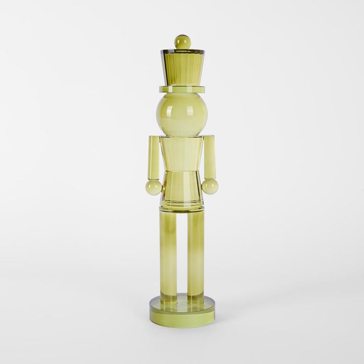 Crystal Glass Nutcracker Olive Green Large