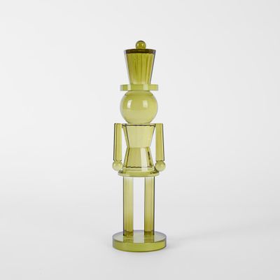 Crystal Glass Nutcracker Olive Green Medium