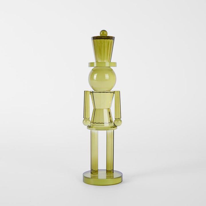 Crystal Glass Nutcracker Olive Green Medium