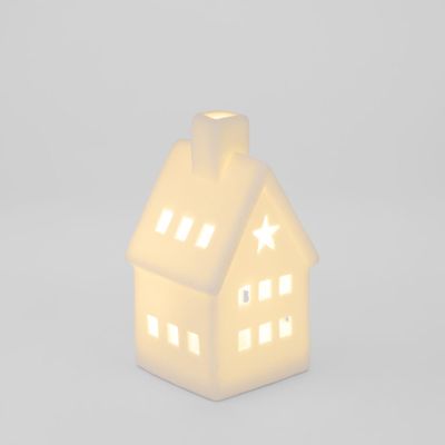 Light Up Porcelain House w. Chimney White X Small