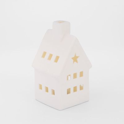 Light Up Porcelain House w. Chimney White X Small