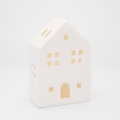 Light Up Porcelain House White Medium