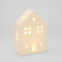 Light Up Porcelain House White Medium