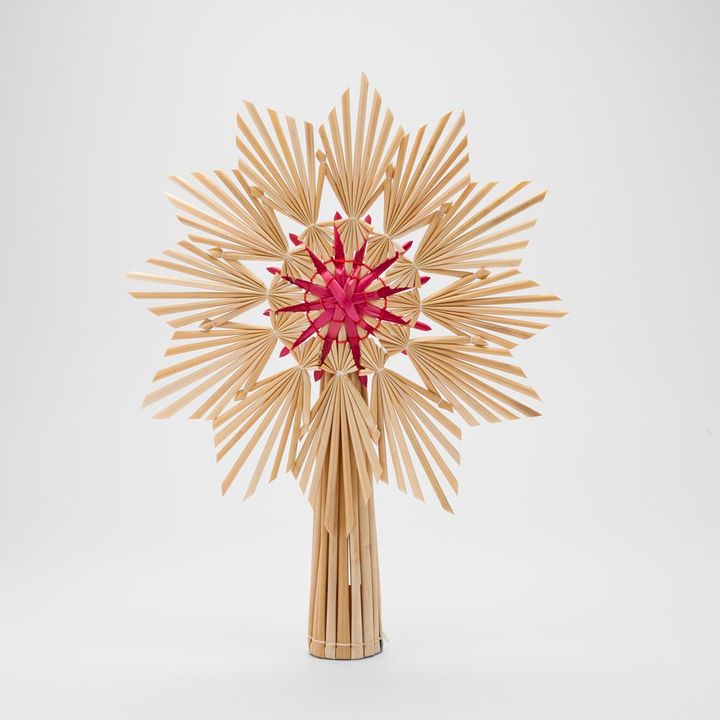 Natural Star Tree Topper Fuchsia Centre