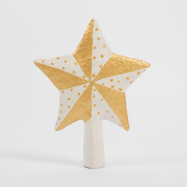 Mache Star Tree Topper Gold