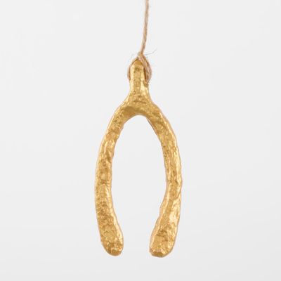 Mache Lucky Wishbone Tree Decoration Gold