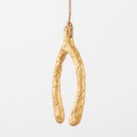 Mache Lucky Wishbone Tree Decoration Gold