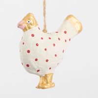 Mache Red Spotty Chicken Tree Decoration