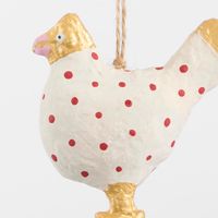 Mache Red Spotty Chicken Tree Decoration