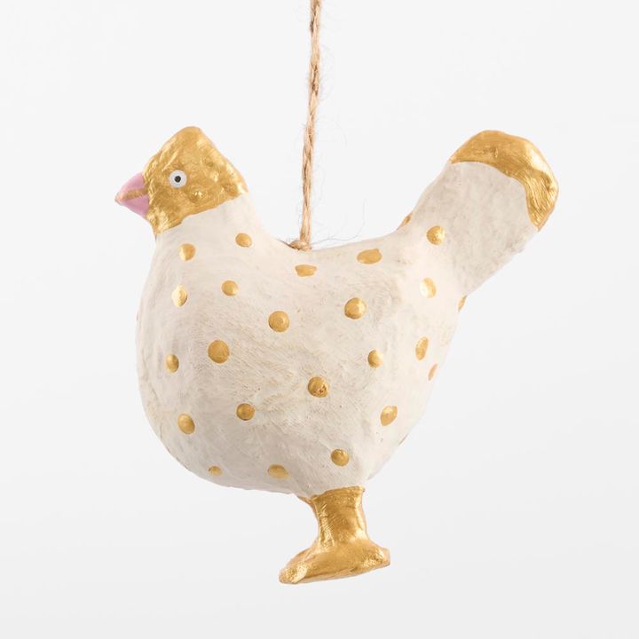 Mache Gold Spotty Chicken Tree Decoration