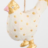 Mache Gold Spotty Chicken Tree Decoration