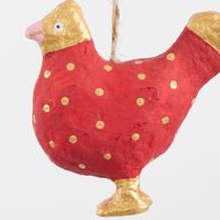 Mache Spotty Chicken Tree Decoration Red