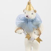 Mache Carnivale Bear Tree Decoration Blue