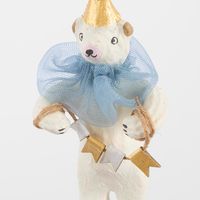 Mache Carnivale Bear Tree Decoration Blue