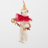 Mache Carnivale Bear Tree Decoration Red