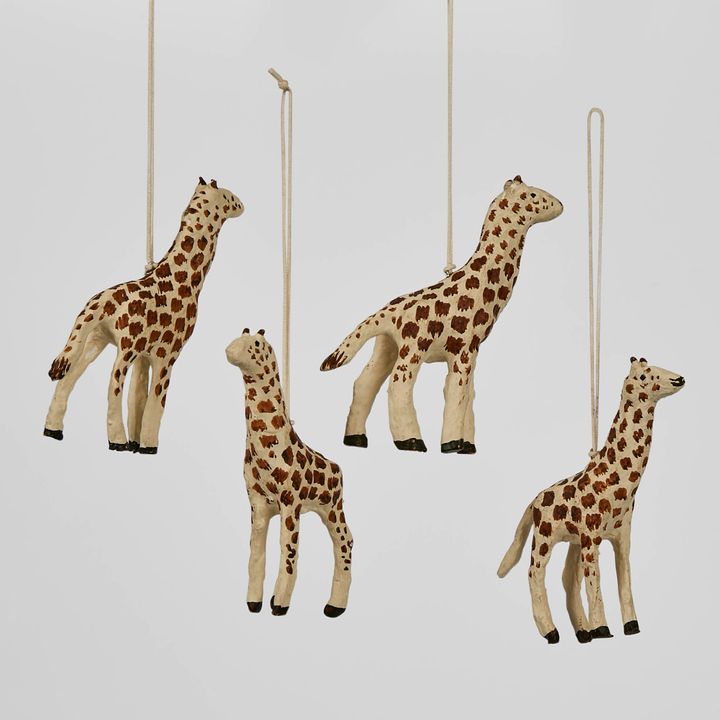 Mache Giraffe Hanging Ornament (Set of 4)