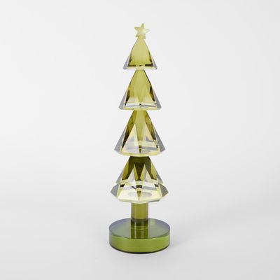 Crystal Glass Xmas Tree Olive Green