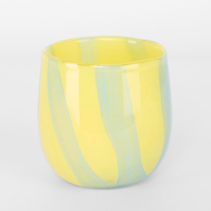 Dolce Vita Handblown Glass Vessel Yellow & Blue