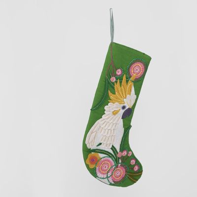 Yellow Cockatoo Stocking Green