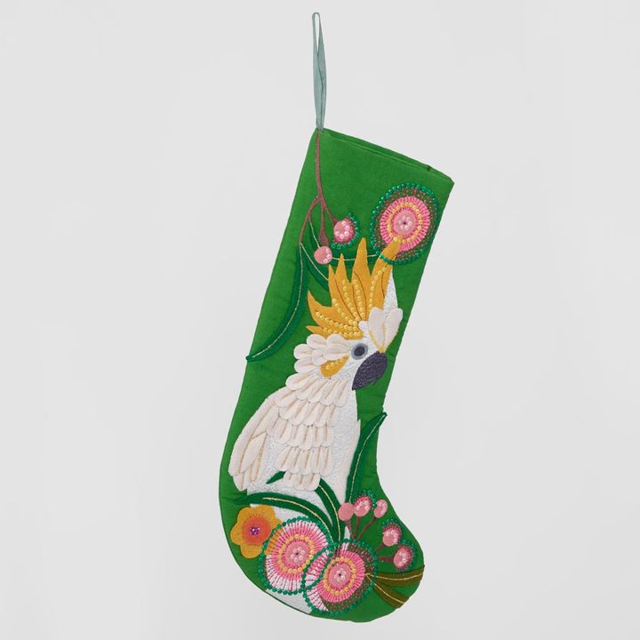 Yellow Cockatoo Stocking Green