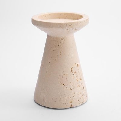 Hinde Travertine Candle Stand Lge