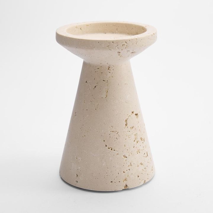 Hinde Travertine Candle Stand Lge