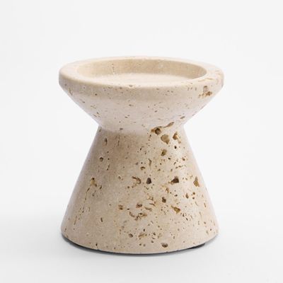 Hinde Travertine Candle Stand Sml