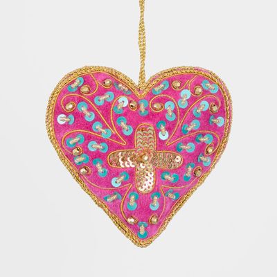 La Dolce Vita Fuchisa Heart Tree Decoration