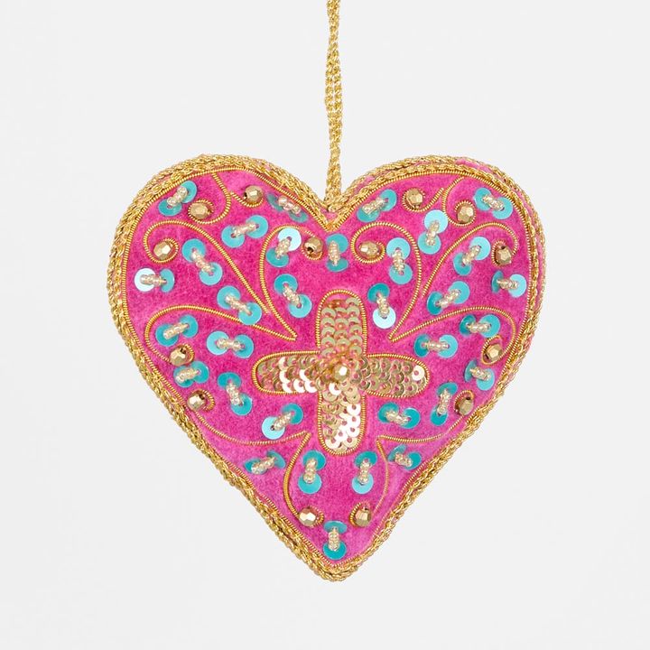 La Dolce Vita Fuchisa Heart Tree Decoration