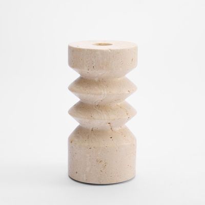 Arlo Travertine Candle Stand Sml