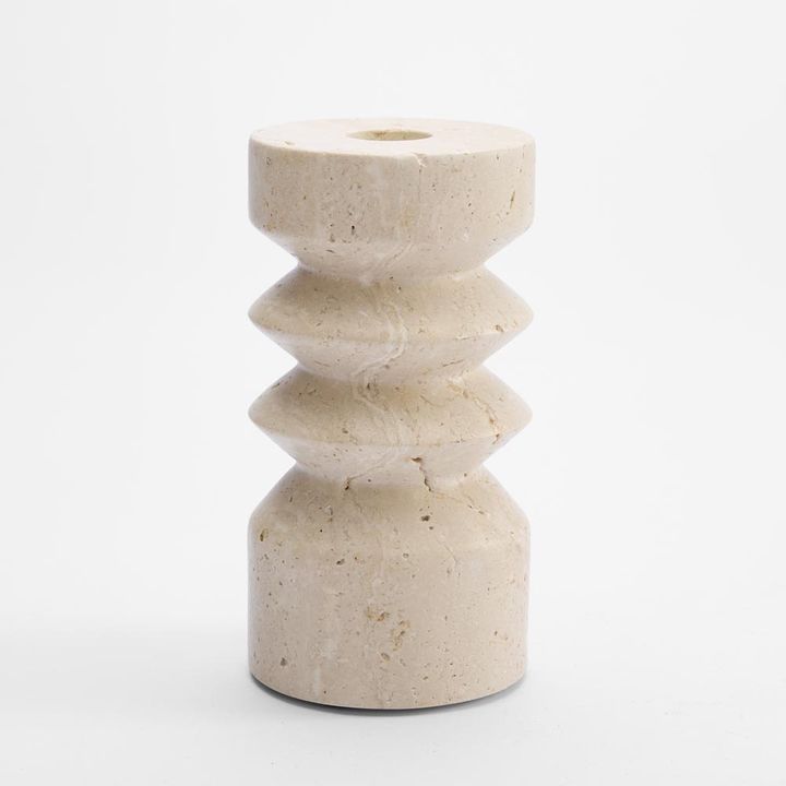 Arlo Travertine Candle Stand Sml