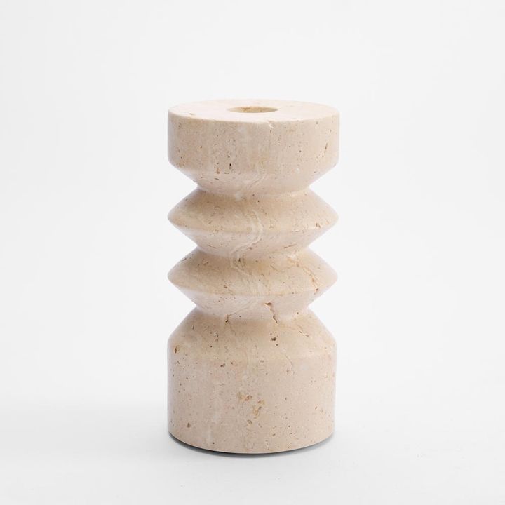 Arlo Travertine Candle Stand Sml