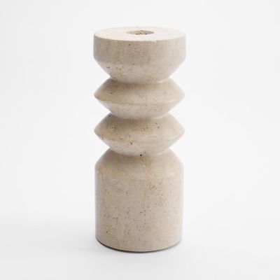 Arlo Travertine Candle Stand Lge