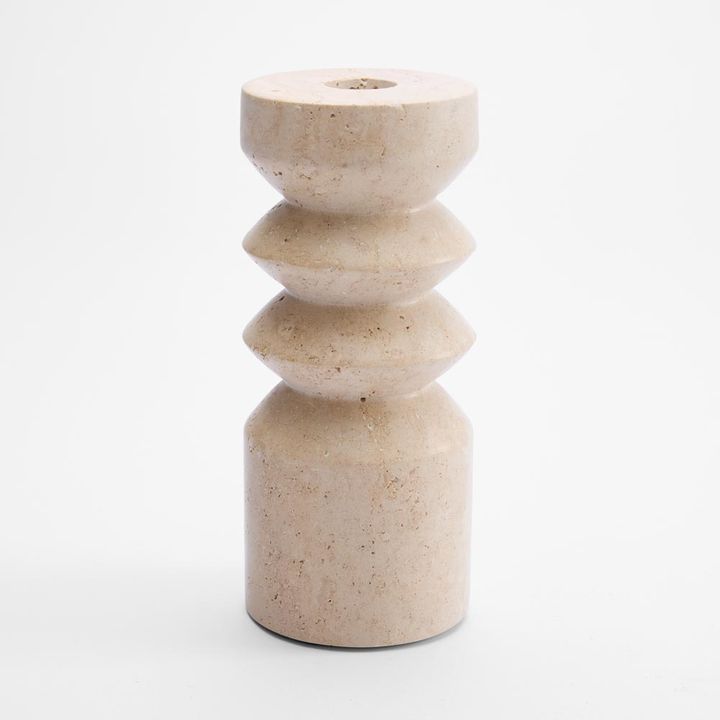 Arlo Travertine Candle Stand Lge