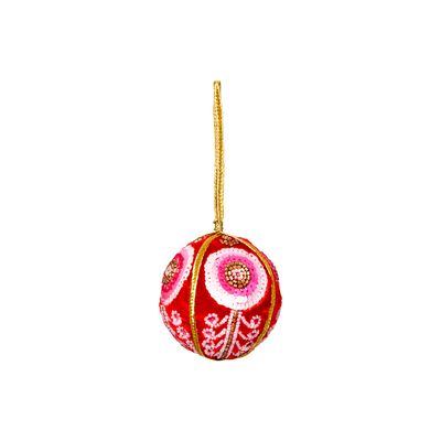 Velvet Scroll Bauble Red