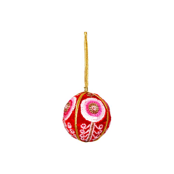 Velvet Scroll Bauble Red