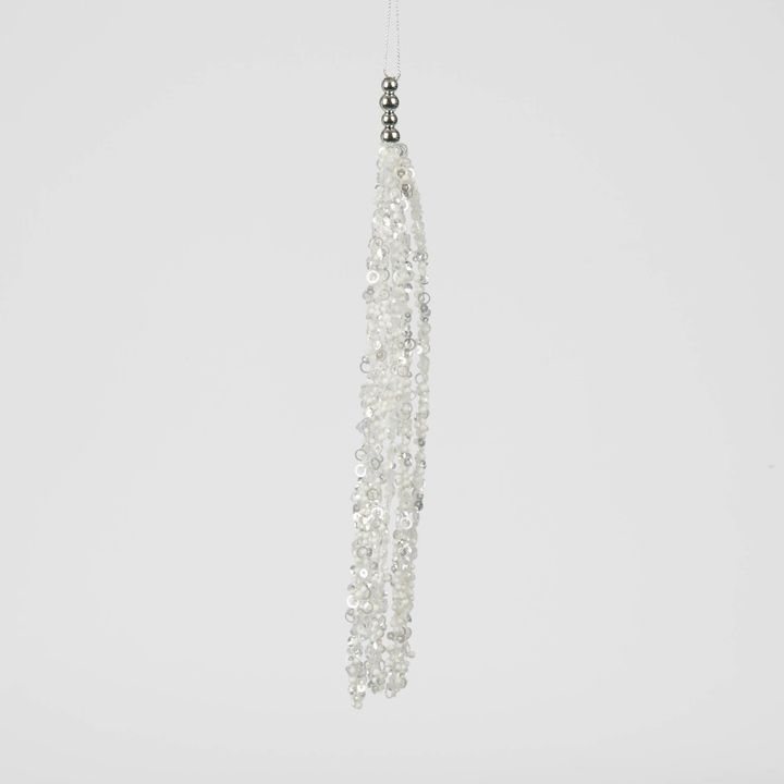 Milla Hanging Sequin Tassel White