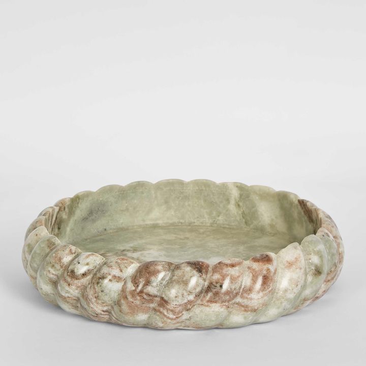 Twist Marble Bowl Beige & White Large