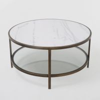 Palladium Brass Iron Marble & Glass Coffee Table